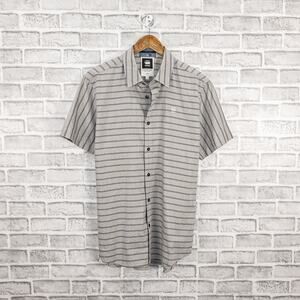 G Star Raw Men's Correct Line Short Sleeve Button up Shir Gray Striped Size XL